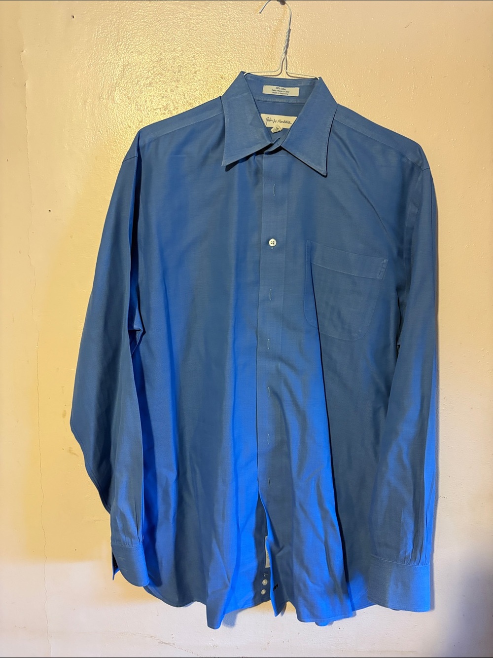 John W. Nordstrom Men's Solid Blue Long-Sleeve Dress Shirt